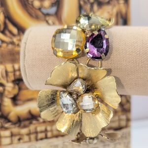 Jessica Simpson Gold and Purple Floral Bracelet